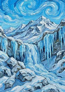 Winter Mountain Landscape Painting