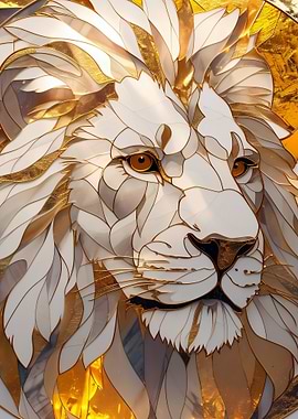Golden and White Lion Portrait