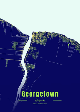 Georgetown, Guyana Map Art