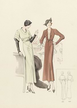 1930s Fashion Illustration with Two Women