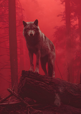 Wolf in Red Forest