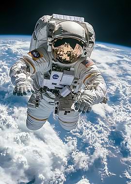 Astronaut in Space Above Earth