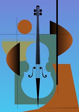 Minimalist Abstract Cello Art