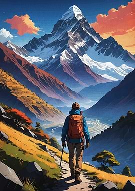 Mountain Hiker Landscape