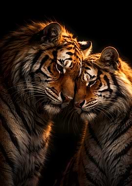 Tiger Couple - Luxury Animal Wall Art - Romantic Gift Decor