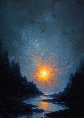 Abstract Landscape with Sun and Water