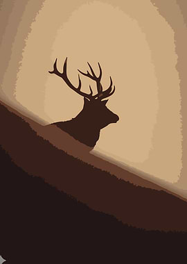 Silhouette of a Stag in Brown Tones