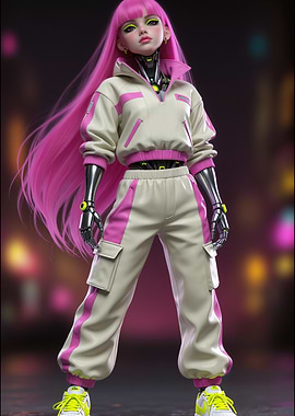 Cyberpunk Girl with Pink Hair