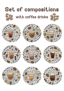 Coffee Drinks Compositions Set
