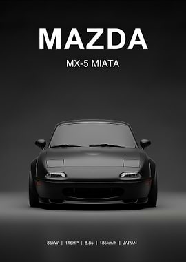 black Mazda MX-5 Miata Car Poster
