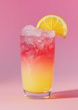 Colorful Cocktail with Lemon Slice