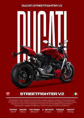 Ducati Streetfighter V2 Motorcycle Poster