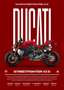Ducati Streetfighter V2 S Motorcycle Poster
