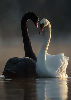 Black and White Swans in Love