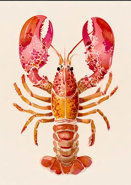 Watercolor Lobster Illustration