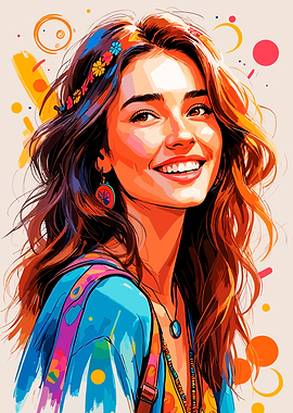 Smiling Woman with Floral Headband Portrait