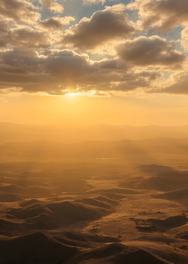 Golden Sunset Over Mountainous Landscape