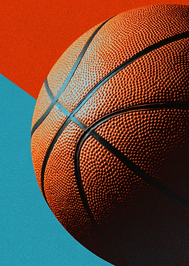 Basketball close-up with colorful background
