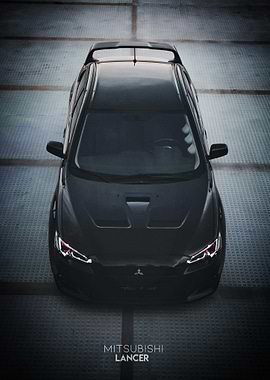 Mitsubishi Lancer Top View Poster
