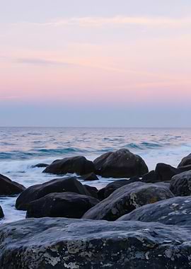 Rocky Shoreline at Sunset