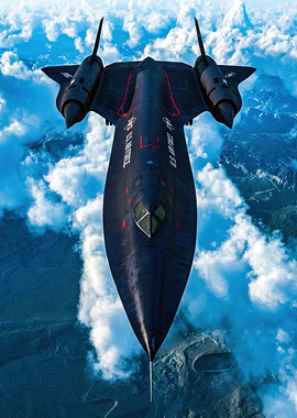 SR-71 Blackbird flying over clouds