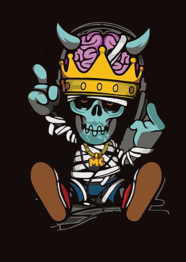 Cartoon Mummy King with Brains