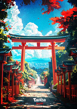 Taisha Japan Torii Gate Art Poster
