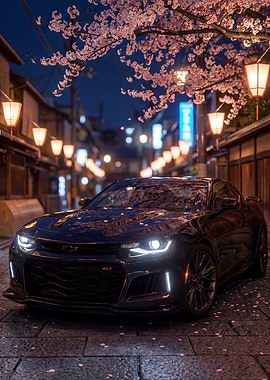 Black Camaro ZL1 in Japanese street
