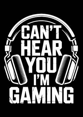 Can’t Hear You I’m Gaming Poster, Gamer Headphones Wall Art, Minimal Gaming Room Print