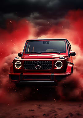 Red Mercedes in Smoke