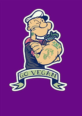 Popeye Go Vegan Cartoon Illustration