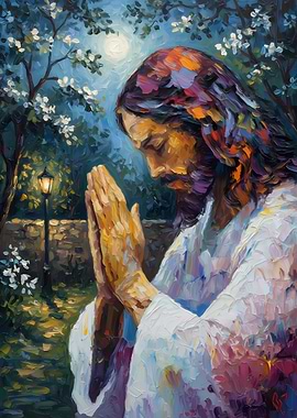 Jesus Praying in Garden Painting