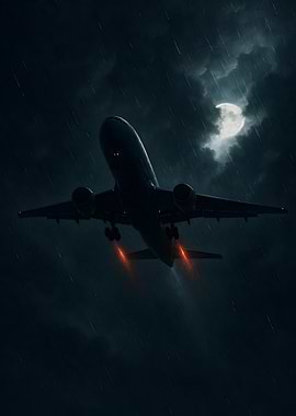 Airplane Taking Off in Stormy Weather