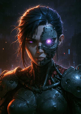 Cyberpunk Woman with Robotic Eye
