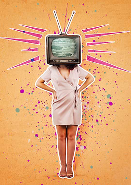 Television Head Woman Pop Art