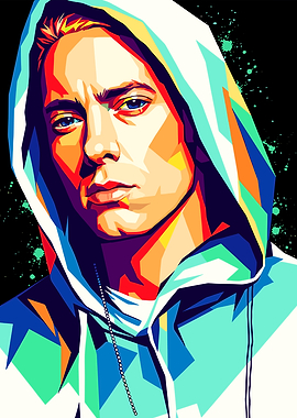 Eminem Portrait Colorful Digital Art