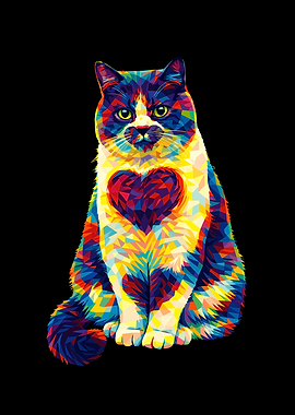 Colorful Geometric Cat Portrait