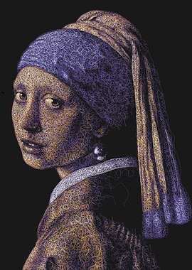 Girl with a Pearl Earring Scribble Art