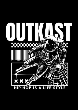 Outkast Hip Hop Astronaut Black and White