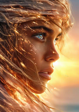 Woman's Portrait with Golden Light