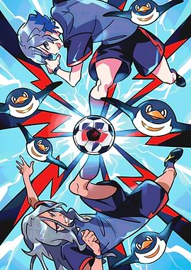 Inazuma Anime Soccer Players with Penguins