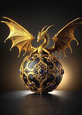 Golden Dragon on Jeweled Orb
