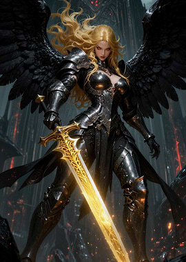 Winged Warrior with Golden Sword
