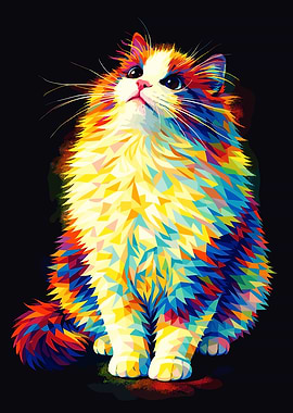 Colorful Geometric Cat Portrait