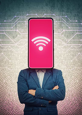 Smartphone Head with WiFi Symbol