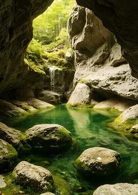 Cave Pool with Waterfall