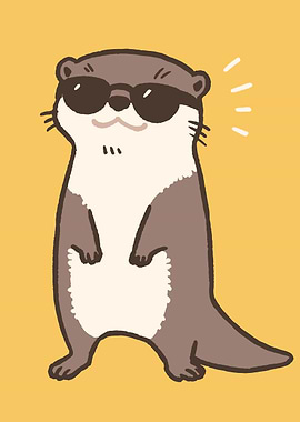Cool Otter with Sunglasses Cartoon Illustration