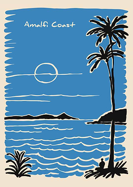 Amalfi Coast Travel Poster Illustration