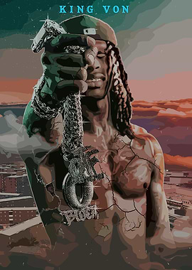 King Von Pixel Art Portrait