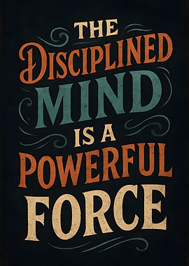 Retro Stoic Disciplined Mind Powerful Force Typography